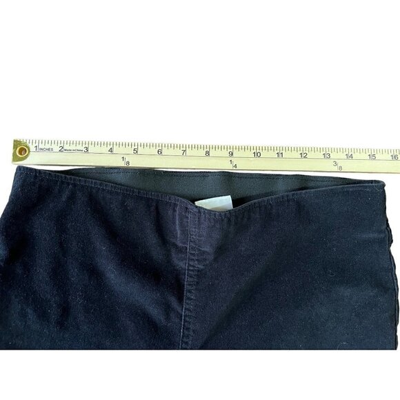 Knox Rose Pants Sz 12 Coruroy Black Raw Hem Wide Leg Pull On Elastic Waist - Picture 5 of 7